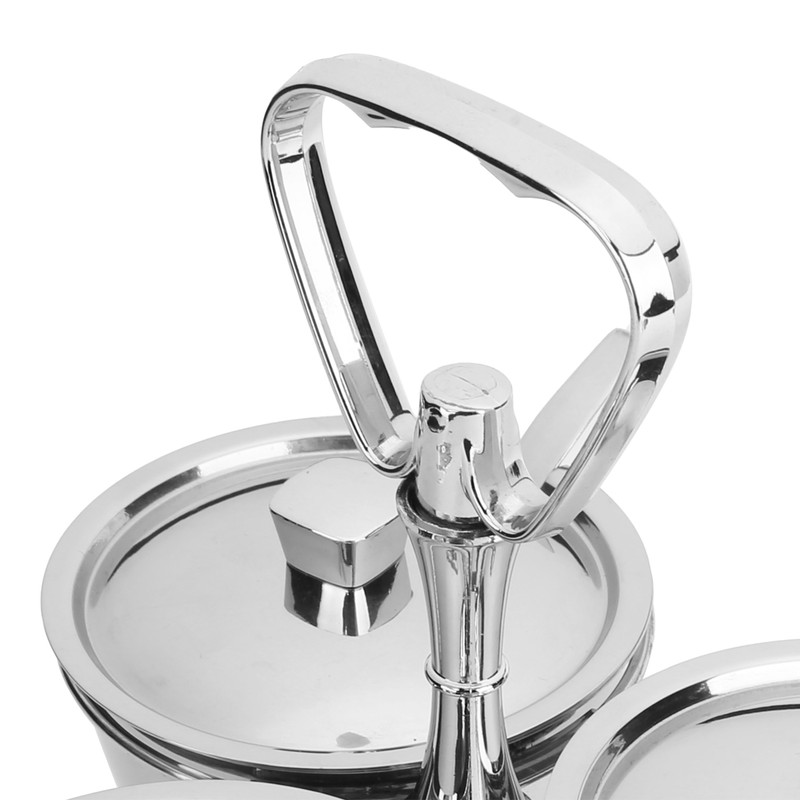Spice Rack Kitchen Stainless Steel Seasoning Pots Condiment Set Rotating