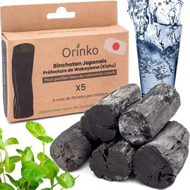 ORINKO Kishu Binchotan x5 - Natural Activated Carbon Filter Water - High Quality Binchotan Charcoal for Water Purification - Sustainable & Reusable