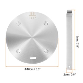 uxcell Heat Diffuser Plate for Gas Stove 6.3 Inch Round Heat Conduction Induction Adapter Plate with Removable Handle Cookware Protector for Cookware Heat Cooking Unfreeze, Silver Tone