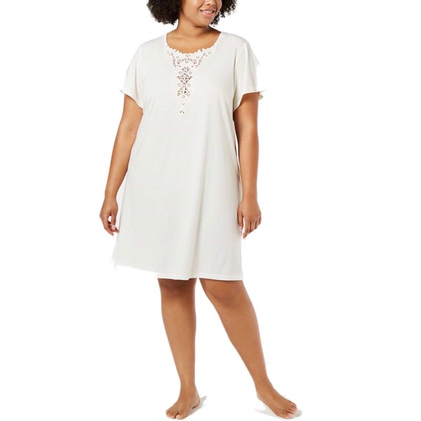 Charter Club Plus Size Soft Knit Sleepshirt with Lace (Winter