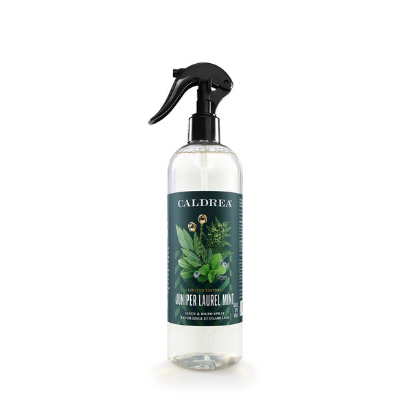 Caldrea Linen and Room Spray Air Freshener, Made with Essential Oils, Plant Derived Ingredients, Juniper Laurel Mint Scent, 16 oz