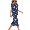 ENJOYNIGHT Women's Cotton Pajamas Set Short Sleeve Top with Capri