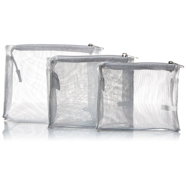 Harry D Koenig Cosmetic Bag 3-Piece Set in Silver, 1-Count