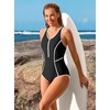 beautyin Athletic Swimsuits for Women Zipper One Piece Bathing Suit
