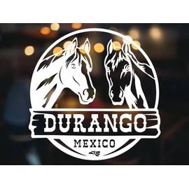 Durango Mexico Sticker para Trocas De Rancho Calcomania para Autos Mexico Decals for Trucks Diseño Ranchero con Caballos Personalizada con tu Estado Mexicano (10", Durango)
