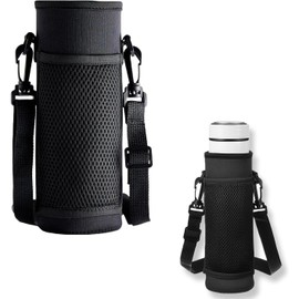 WADY Soporte para botella de agua con correa, bolsa para botella de agua, bolsa para botella de agua, bolsa de neopreno aislada, funda para botella de agua (Negro)