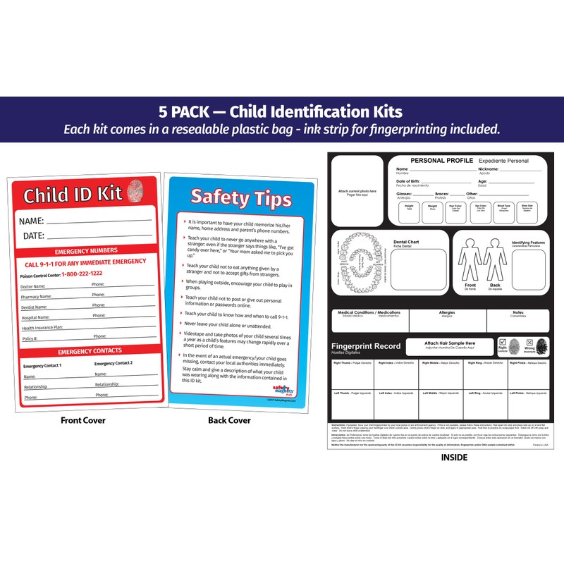 Child ID Fingerprint Kits (5 Pack) - Finger Print Kits