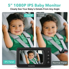 5'' Baby Car Camera with NO.1 Night Vision, USB Powered, Mirror/Normal Mode, 1080P IPS Crystal-Clear Car Baby Monitor With Brightness Setting & 3X Zoom, infant Backseat Camera, S100U, 5inch Black