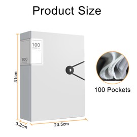A4 Display Book with Transparent Pockets, 100 Pockets Folder with Transparent Pockets, A4 Products Art Presentation Book, Folder with Films, Project Folder for Individuals, Schools & Offices (White)