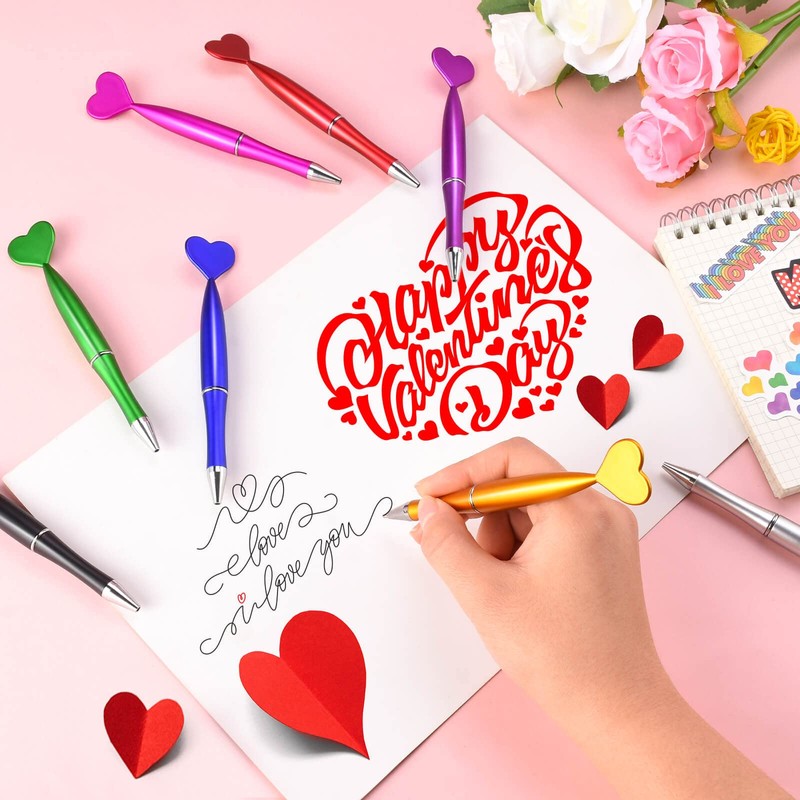 FFNIU 96Pcs Valentine's Day Pens, Heart Shaped Ballpoint Kids Pens