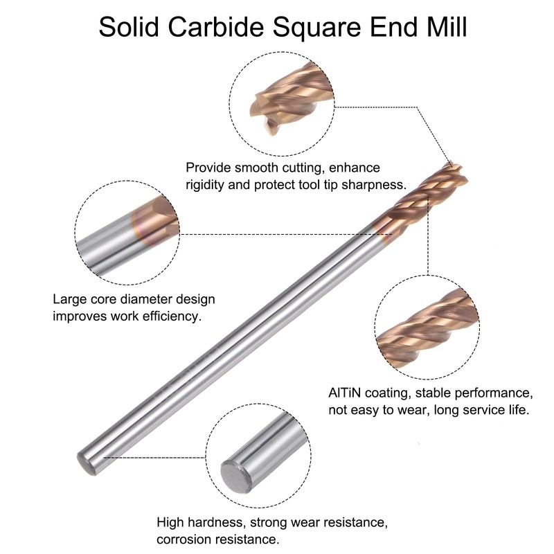 sourcing map 5pcs 3mm Dia 3mm Shank Square Nose End