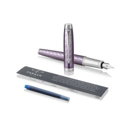 Parker IM Fountain Pen, Premium Dark Violet, Medium Nib with Blue Ink Refill (1931637)