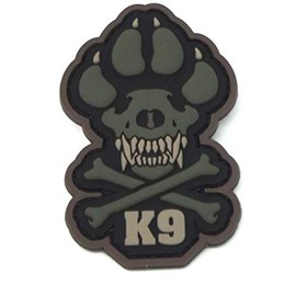 Mil-Spec Monkey K9 Dog PVC Patch - Tactical Dog Vest Accessory - Durable Military K9 Patch with Iconic Skull Design, 1.9"x3" (Foliage Green)