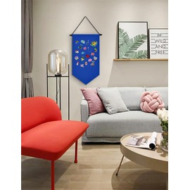 YeeMan Wall Hanging Brooch Storage Case Canvas Display Stand Enamel Pin Display Banner Holder Earrings Necklace Glitter Pin Collection Organizer (Dark Blue)