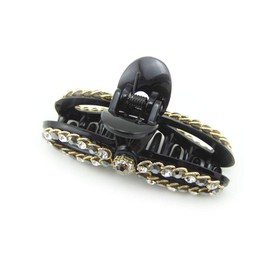 Meilliwish Big Large Sparkling Beautiful Women Ponytail Holder Hair Claw Clip(D107)(Black)