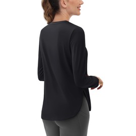 Cavva Womens Athletic Tops Sun Shirts Long Sleeve Hiking Shirts UPF 80+ Workout Tops Quick Dry Outdoor Running Black, M