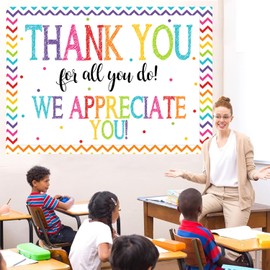 AIIKES 6x4FT Thank You for All You Do Backdrop We Appreciate Teachers Professors Doctors Nurses Graduates Employees Retirement Parties Decoration Backdrop Studio Props XY11
