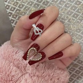 16Pcs Valentine Nail Art Charms 3D Heart Nail Charms Gold Silver Love Nail Rhinestones for Acrylic Nails Designs Shiny Alloy Nail Gems Luxury Nail Decoration for Valentines Nails Art Accessories