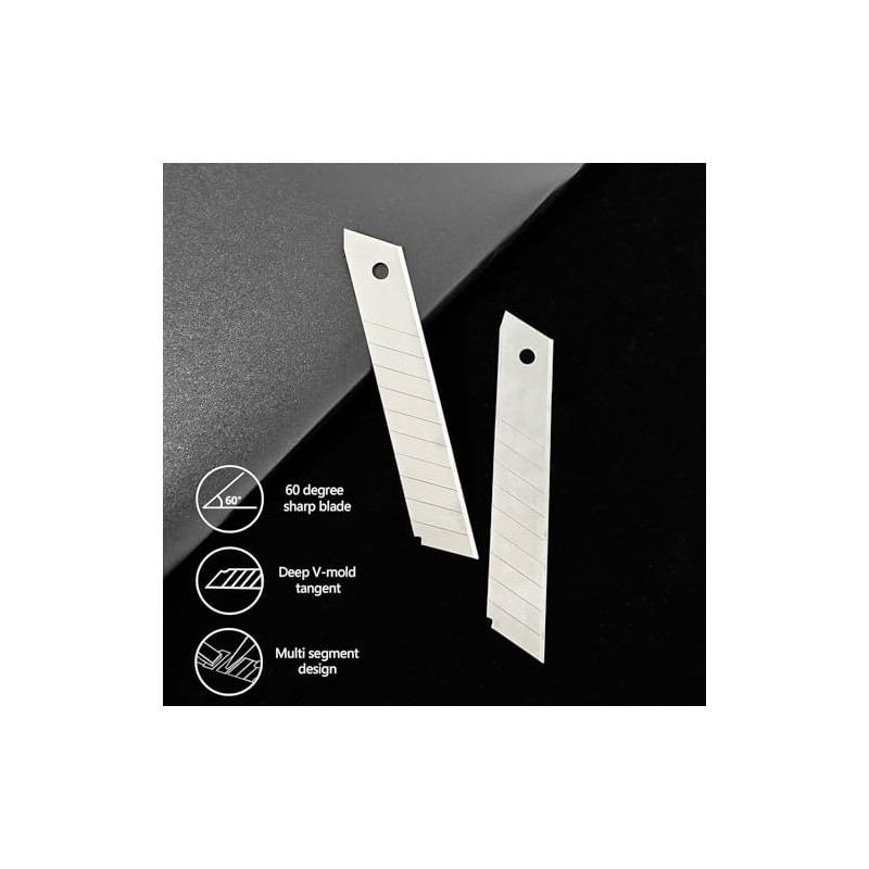 30Pcs 18mm Utility Knife Replacement Snap off Blades 60 Degree，Blades