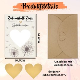 JOYEASE Vouchers to fill in yourself, time instead of stuff, scratch cards to write on yourself with envelopes, voucher card to fill in yourself, birthday card