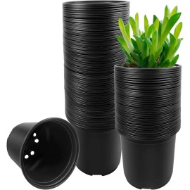 RAOOKIF 100 Pack Black Nursery Pots, 4 Inch Pot for Plants, Plastic Plant Pots