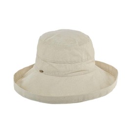 Scala Women's Cotton Hat with Inner Drawstring and Upf 50+ Rating,Natural,One Size