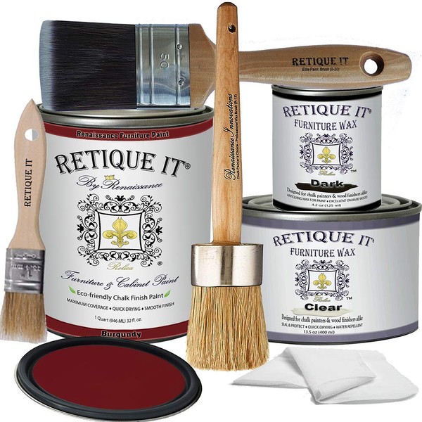 Retique It RFP-DSKit-Burgundy-2 by Renaissance Furniture Paint, Deluxe Starter Kit