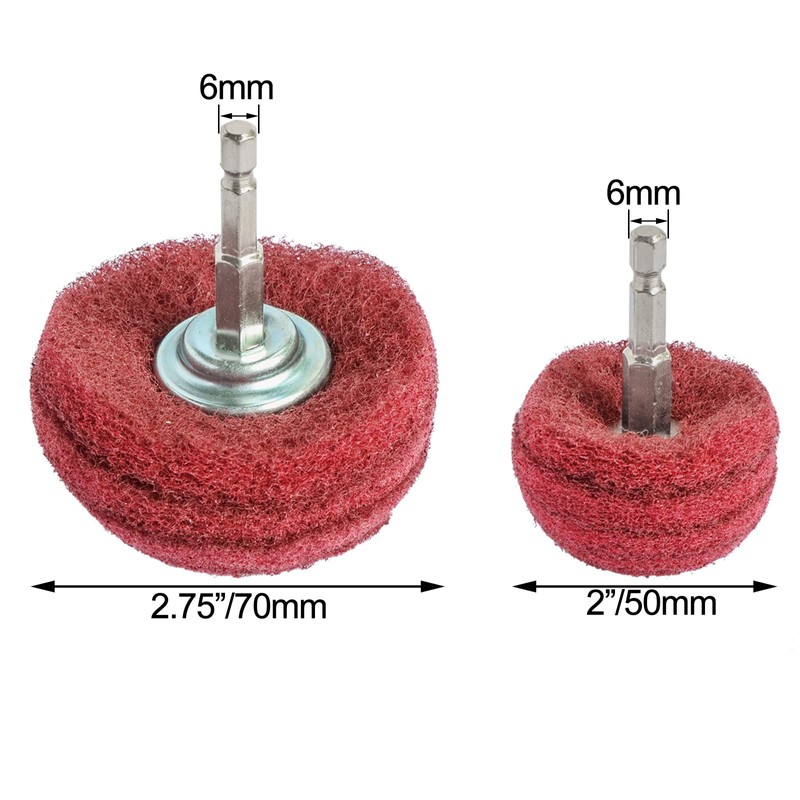 Hiqalty 6PCS Non Woven Abrasive Buffing Polishing Wheel Drill Attachment