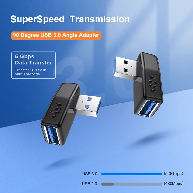 Oxsubor USB 3.0 Adapter 90 Degree Male to Female Coupler