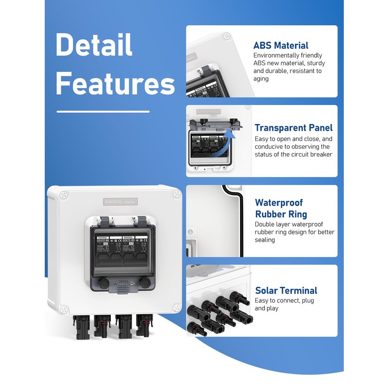 DIHOOL Solar Panel Disconnect Switch 2 String PV Disconnect 30