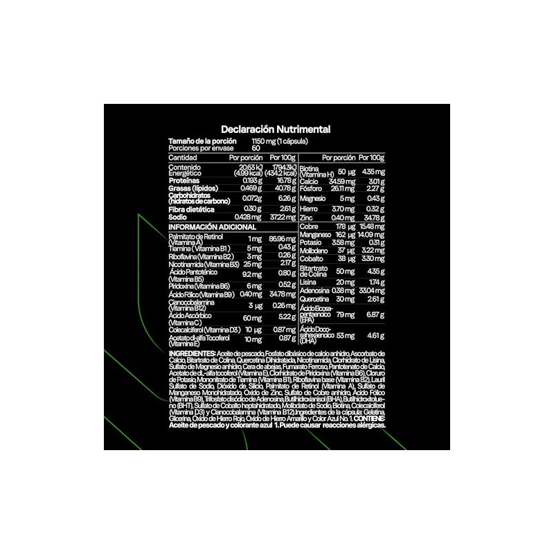 Multivitamínico Omega Vitaminas Minerales Quercetina Adenosina Hombres Mujeres Softgels Alta