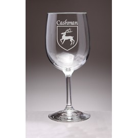 Cashman Irish Coat of Arms Wine Glasses - Set of 4 (Sand Etched)