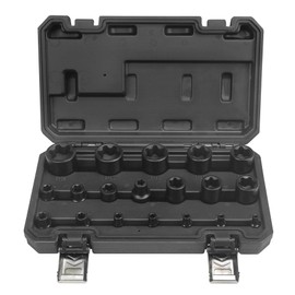 19pc External Torx Plus Socket Set 6 Point EP Socket EP4, EP5, EP6, EP7, EP8, EP10, EP11, EP12, EP14, EP16, EP18, EP20, EP22, EP24, EP26, EP28, EP30, EP32 with 1/2'' 3/8'' 1/4'' Dr E-Torx Plus Socket