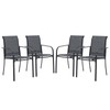 VICLLAX Patio Stackable Dining Chairs Set for 4, Outdoor Metal