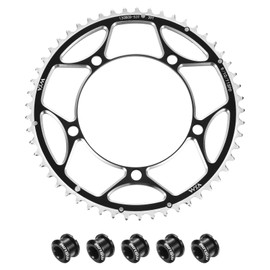 sourcing map 130BCD Bike Chainring Set 53T Round Narrow Wide Single Aluminum Chainring Chainwheel with Double Round 5 Bolts for Road Bike Bicycle 9/10/11 Speed Chains