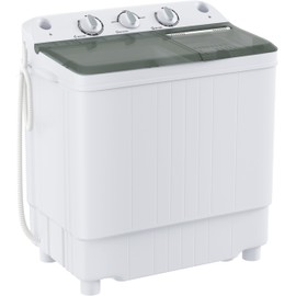 Elevon Portable Washing Machine Twin Tub 9.9 Lbs Capacity, (7.7 Lbs) and Spinner(2.2 Lbs) Combo Mini Compact Laundry Washer for Home, Apartment, Camping, RVs and Dorms, Black/White
