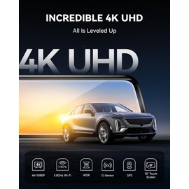 WOLFBOX G930 10'' Rear View Mirror Camera with 5.8GHz WiFi, 4K Dash Cam Front and Rear with WDR, Touch Screen Rearview Mirror Backup Camera, Parking Monitor, Reverse Assist, Includes 64GB Card & GPS