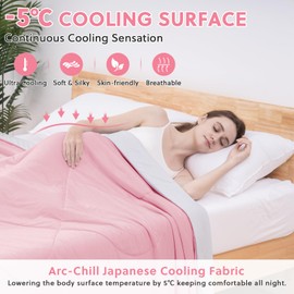 HOMFINE Cooling Comforter Japanese Double-Sided Cold Tech Fabric Cooling Blanket for Night Sweats Hot Sleepers, Q-Max 0.45 Soft Breathable Silky Smooth Lightweight Pink Summer Comforter Queen