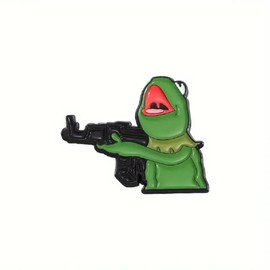 GBJUK Funny Frog Holding a Gun Enamel Pin Badge Brooch with Butterfly Clasp Back