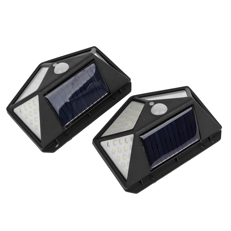 2 Pcs Solar Motion Sensor Light 4 Sided 100 LEDs