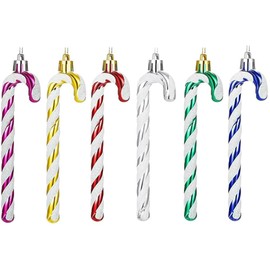6 Pieces 13cm Glitter Candy Cane Christmas Tree Decorations Candy Cane Ornaments Glitter Twisted Plastic Candy Cane Christmas Tree Hanging Ornaments Colorful