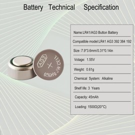 youchen LR41 AG3 Alkaline Battery 30Pack 392 384 192 SR41SW CX41 L736 Button Batteries L736f 1.5V Coin Cell