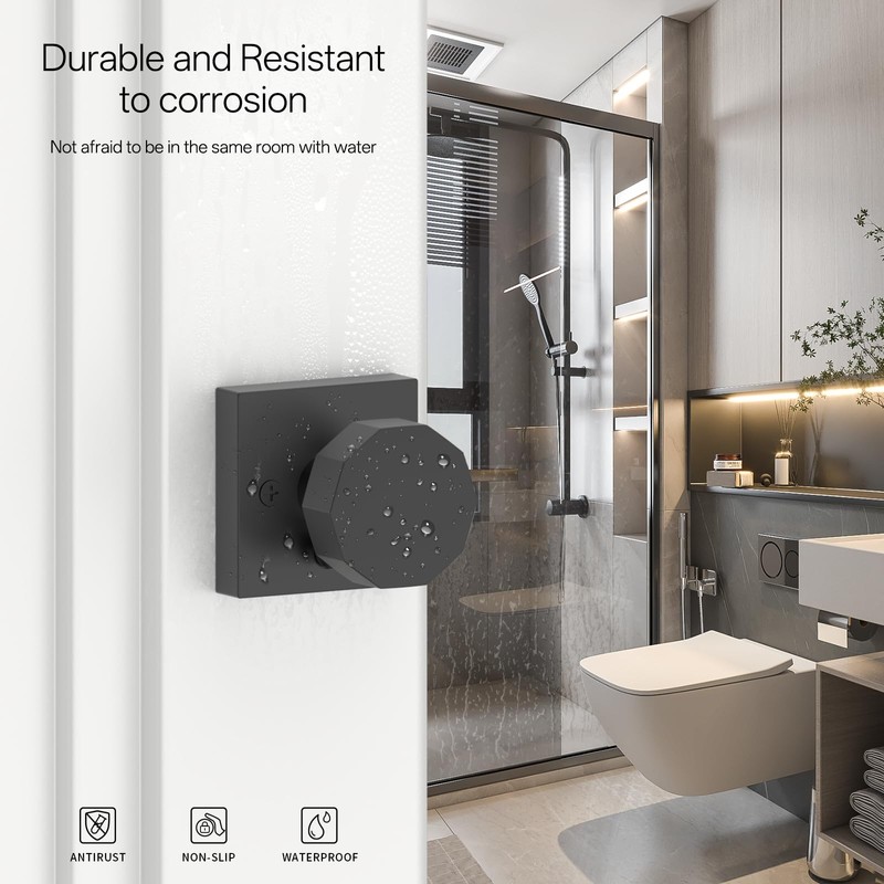 Amerdeco 1 Pack Matte Black Door Knobs Privacy Interior Door