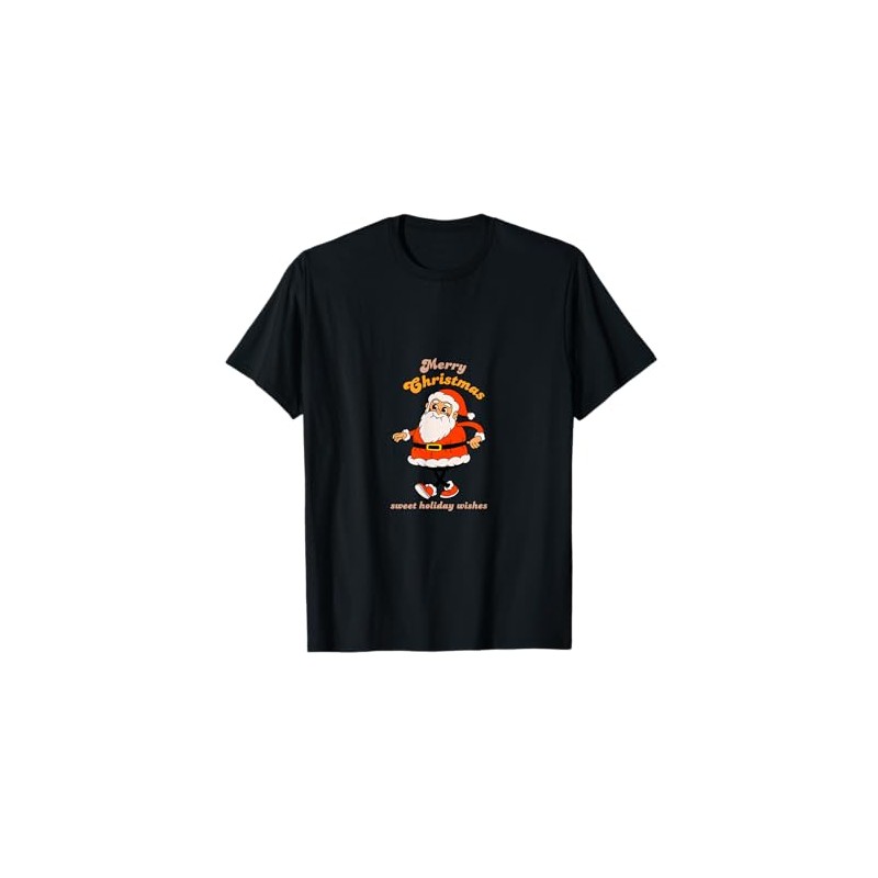 Merry Christmas Vintage Retro Cartoon T-Shirt, black
