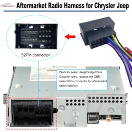 52Pin Aftermarket Stereo Wiring Harness for Chrysler 2015-2020 Dodge 2013-2019 Jeep 2015-2020 Ram 2013-2021, 8Pin+8Pin Android Car Stereo Harness Adapter for Fit Pacifica Challenger Cherokee Truck