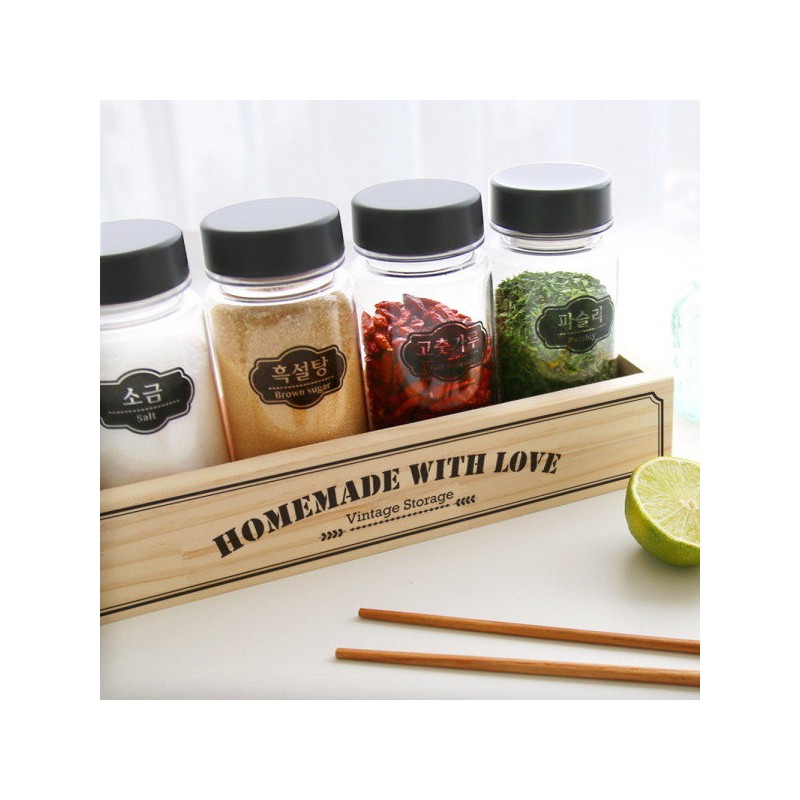 [Foolish Love] Baby bottle material Tritan lettering seasoning container wood