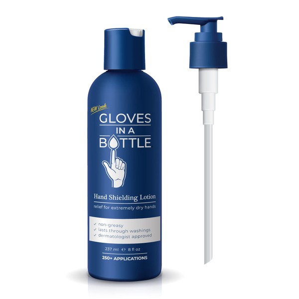 Gloves In A Bottle Shielding Lotion, Relief for Eczema and Psoriasis, (8 Fl Oz) with Pump