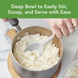 Tovolo Flex Core Small Deep Spoon Silicone for Cooking Mixing Baking, Dishwasher Safe BPA Free All Silicone Kitchen Mini Spoon Heat Resistant Nonstick Safe Serving Spoon, Oyster Gray