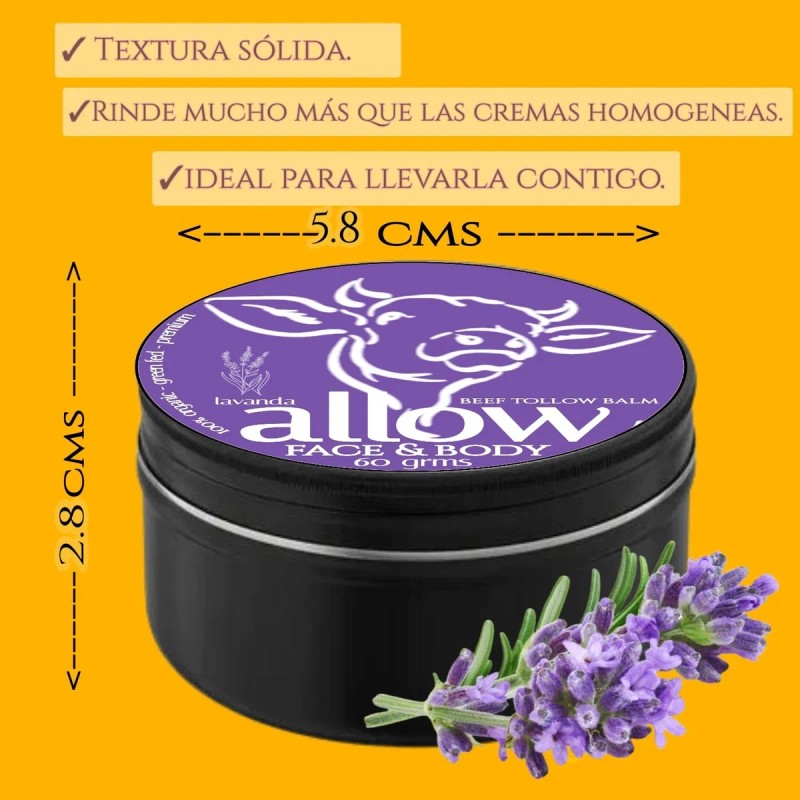 Crema Facial Sebo Bovino Lavanda 60ml Suaviza Y Humecta Todo