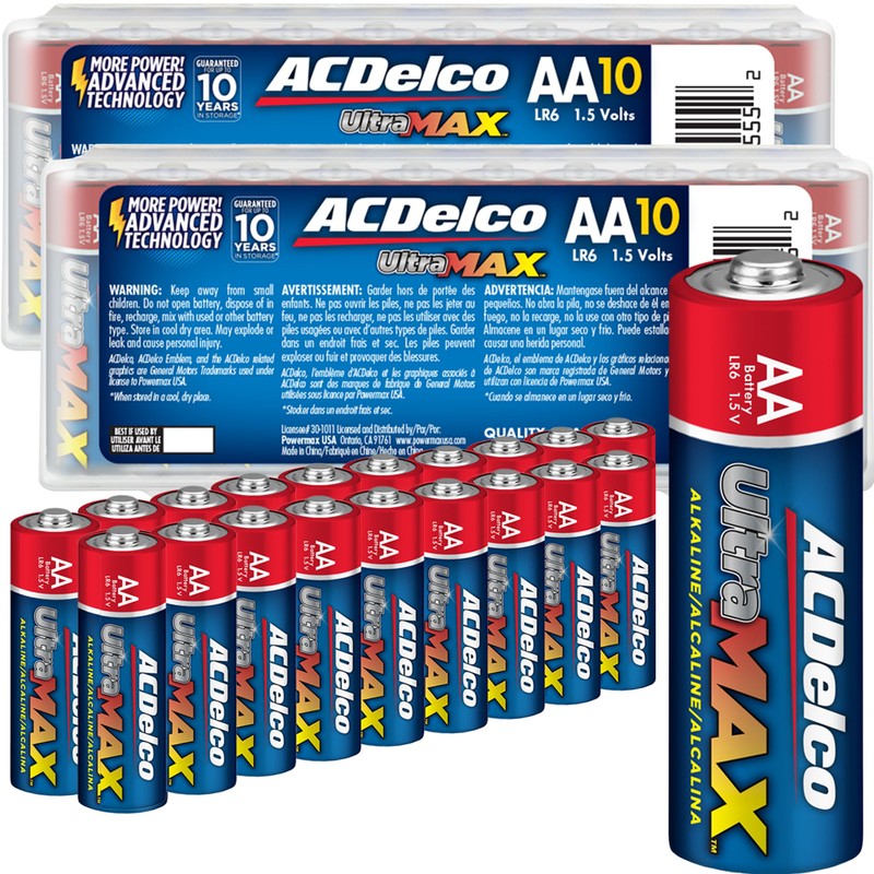 Powermax ACDelco UltraMAX 20-Count AA Batteries, Alkaline Battery with Advanced